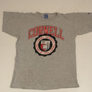 Vintage Cornell T Shirt Heather Gray USA Made Champion Thick Single Stitch 42"XL